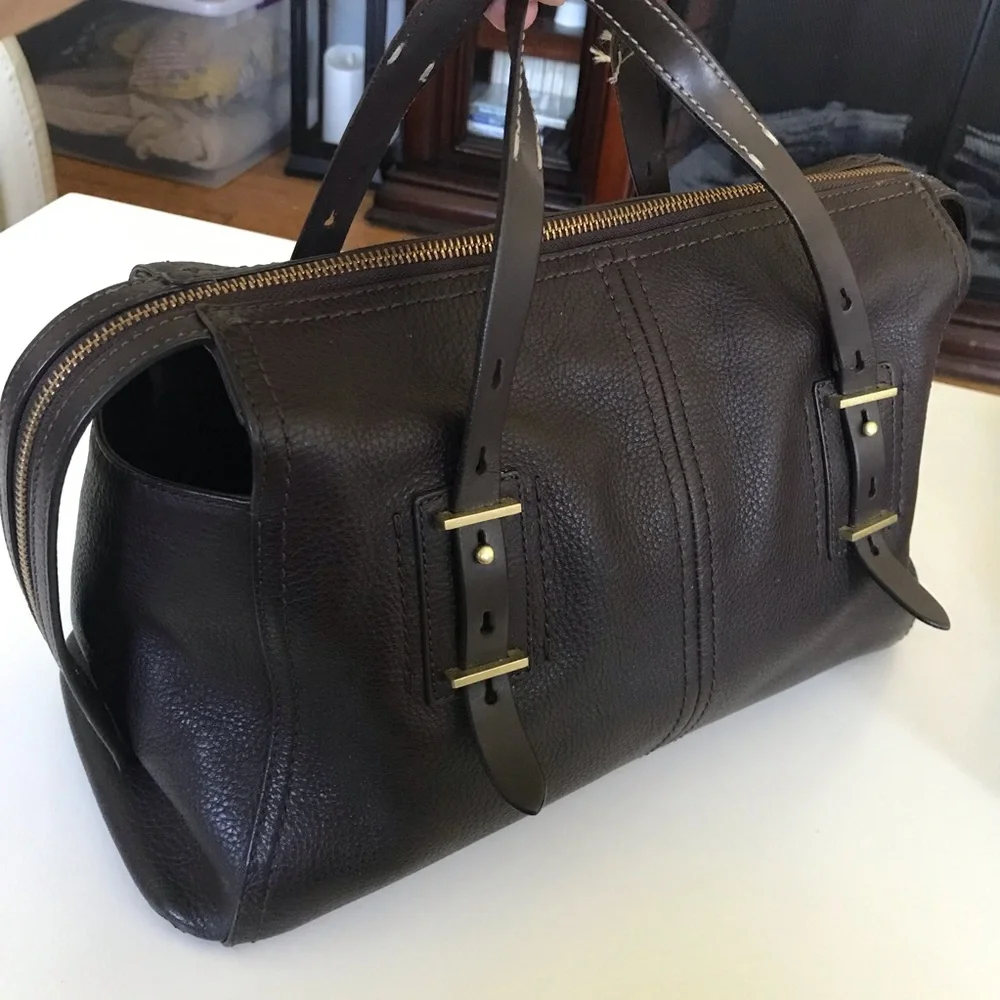 Classic Dark Chocolate Brown Leather RFID Large Satchel Quiet Luxury Preppy